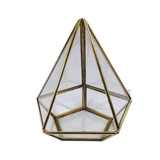 Terrário Pirâmide Dourado Pentagonal G