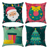 Kit Capas Almofadas Decorativas Noel Feliz 45x45 - Id Decor