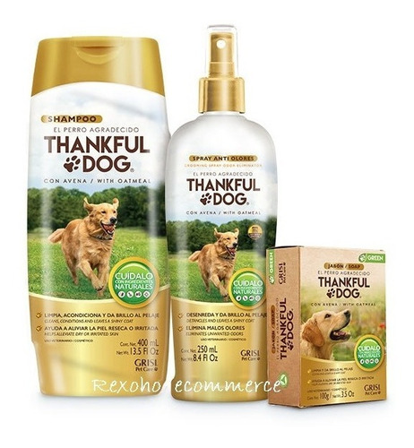 Kit De Baño Para Perros Thankful Dog Shampoo +spray + Jabon 