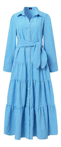 Camisa De Cuadros Bohemia Vestidos De Fiesta De Manga Larga