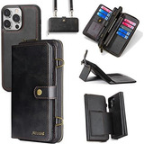 Funda Para iPhone 14 Pro Max Cartera Desmont +correa Negro