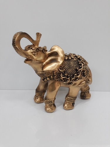 Elefante Sorte Sabedoria Grande Dourado Estatueta Decoração