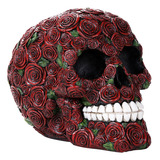 Pacific Giftware Figura Decorativa De Calavera De Rosas Roj.