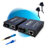 Kit Conversor Mídia Fibra Óptica Rj45 1000mbps A+b Giga C/nf