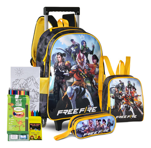 Kit Mochila Estojo E Lancheira Free Fire Estojo Infantil