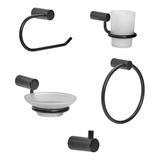 Set 5 Accesorios Baño Peirano Black Velvet 10000 Ahora 12