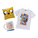 Remera Hora De Aventura Jake Finn Combo Con Taza Y Almohada