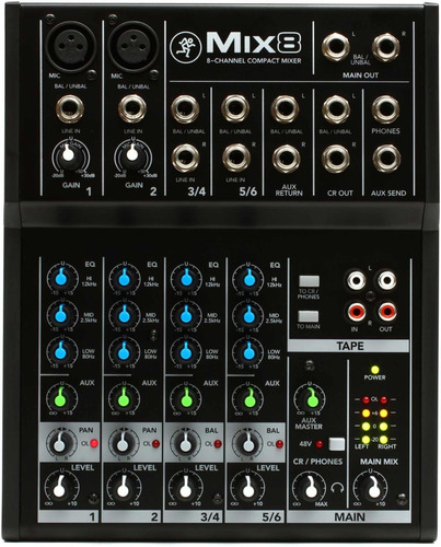 Mackie Mix8 Mixer Compacto De 8 Canales 2 Xlr Phantom