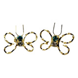 Par De Aretes Baño De Oro 14 K Mariposa Con Cristal 