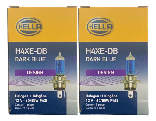 Pack 2x Foco Halógeno Hella Design 12v H4 Xe Db 9003 60/55w