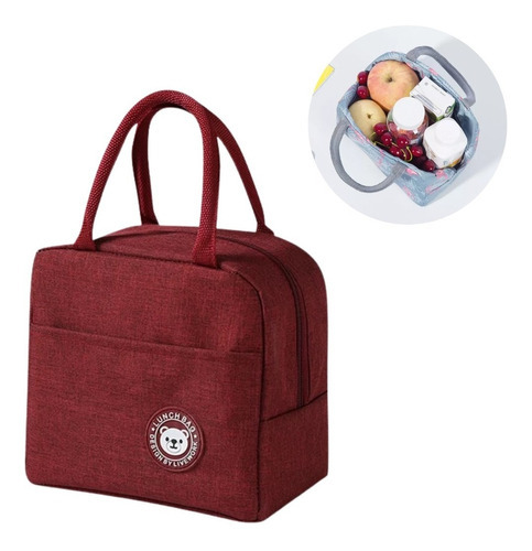 Bolsa Sacola Lancheira Marmita Academia E Passeios Cor Vinho