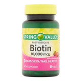 Biotina Spring Valley 10.000mcg 60 Softgels Eua Importado