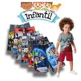 Bermuda Infantil Tactel Elastano Com Desenho Tio Patinhas 