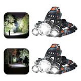 Kit 2 Lanterna De Cabeça Bike Camping Recarregável 3 Led