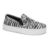 Tênis Sapato Feminino Calce Fácil Slip On Animal Print Leve