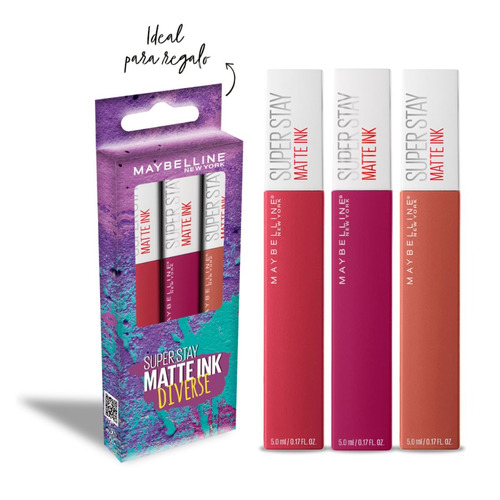 Set De Maquillaje 3 Labiales Ss Matte Ink Diverse Maybelline