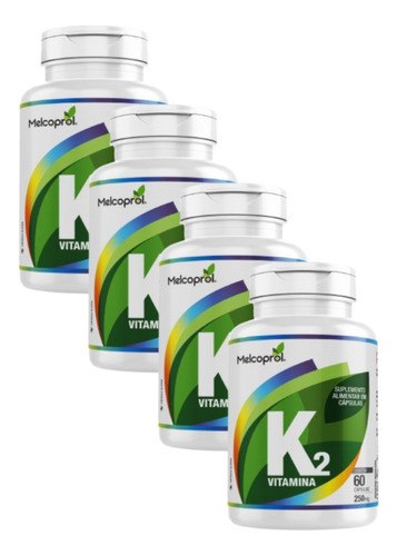 Kit 4 - Vitamina K2 Mk7 Menaquinona Melcoprol - 4x60 Cáps.