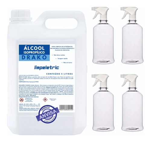Álcool Isopropílico 99,8% 5lt Placa Circuito + 4 Borrifador