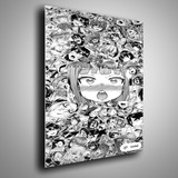 Cuadro Metalico Waifus Anime Diseño Gris Aluminio 30x40cm   