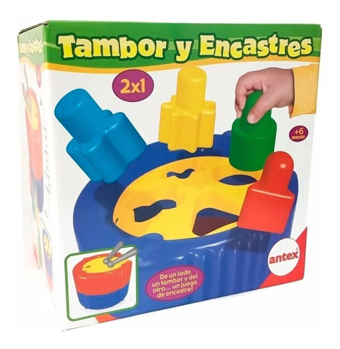 Tambor Y Encastre Didáctico - Antex Color Azul Y Rojo Tipo De Producto Puzzle
