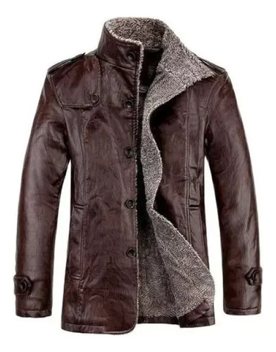 Chaqueta De Cuero Para Hombre Con Interior De Piel Invierno