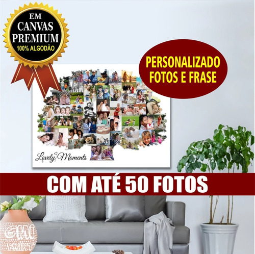 Quadro Tecido Tela Canvas Árvore Família Fotos Personalizado