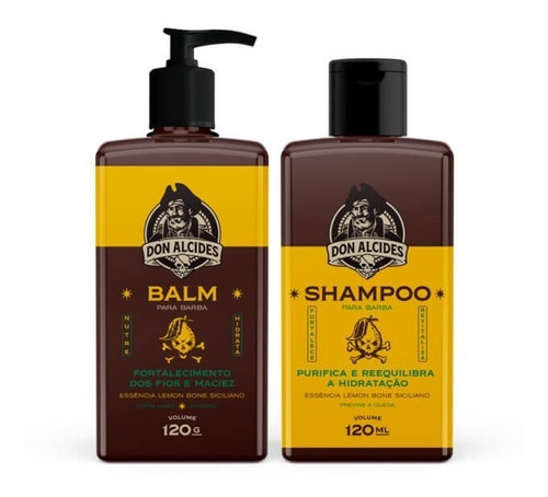 Kit Balm E Shampoo Para Barba 120ml Lemon Bone Don Alcides