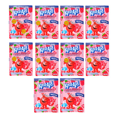 10 Sobres Kool Aid Besafresa Fresa Rinde 2lts C\u002Fu Vitamina C | Envío gratis