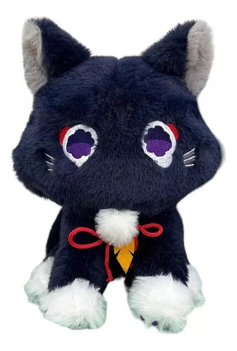 Gato Negro Scaramouche De Peluche Genshin Anime Kawaii 22 Cm