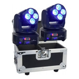 Set 2 Cabeza Movil Quad 4 Led 15w Rgbwauv Robotica Dmx Case