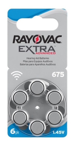 Pilas Para Audífono Rayovac Pr 675 Pack X6