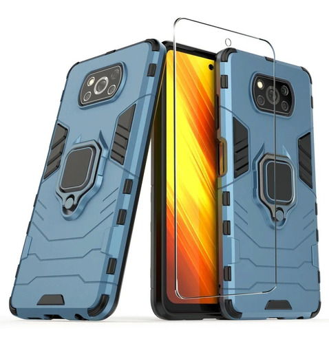 Funda Uso Rudo Anillo Xiaomi Poco X3 Nfc + Mica Templada