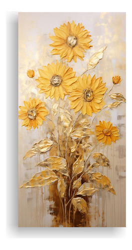 30x60cm Cuadro Mural Vintage De Girasoles Dorados Flores