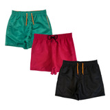 Kit 3 Short Curto Tactel Praia Masculino Academia Corrida 