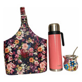 Set Matero Floral Incluye Bolso Y Mate Con Bombilla