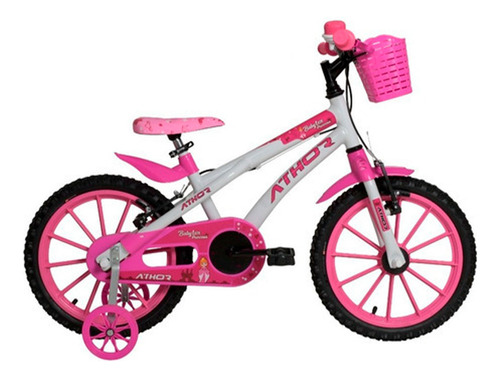 Bike Athor Aro 16 Feminina 2023 Baby Lux Rosa Com Cesta