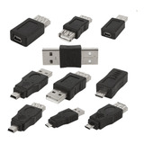 10 Unids Usb Mini Adaptador Convertidor Carga Macho A Hembra