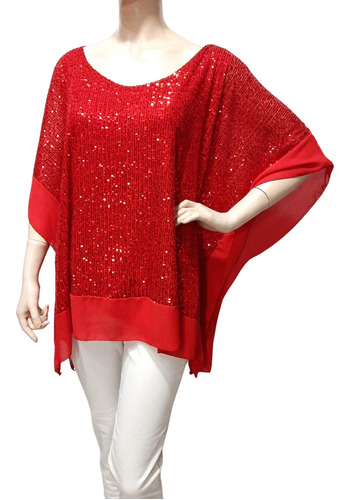 Blusa Brillo Fiesta Poncho Talles Grandes Especiales