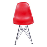 Cadeira De Jantar Boxbit Dkr Eames Polipropileno Base Cromada, Estrutura De Cor  Vermelho, 1 Unidade