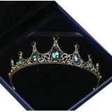 Coroa Tiara Noiva Debutante Daminha Dourada Pedraria Verde