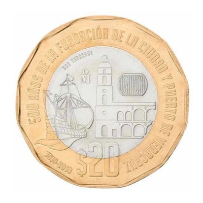 Lote De 5 Monedas De 20 Pesos Conmemorativa De Veracruz