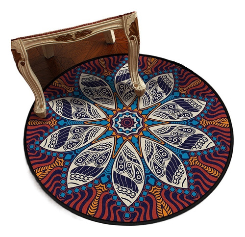 Alfombra Decorativa Redonda Mandala De Estilo Étnico
