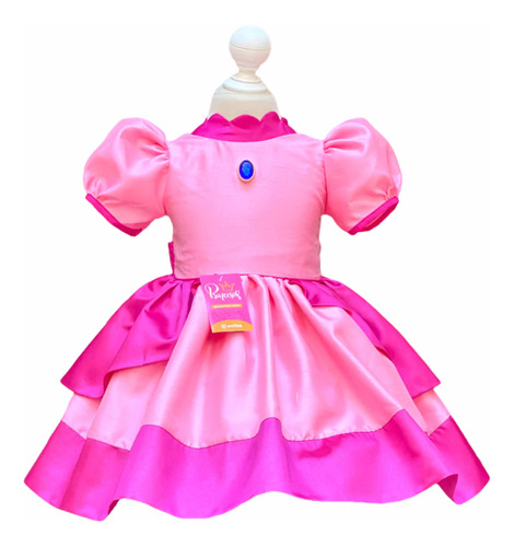 Vestido Princesa Peach Mario Bross Corto - Disfraz Peach