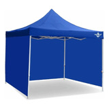 Tenda Gazebo 3x3 Estrutura Reforçada- 3 Paredes Impermeáveis Cor Azul Estrutura Branca