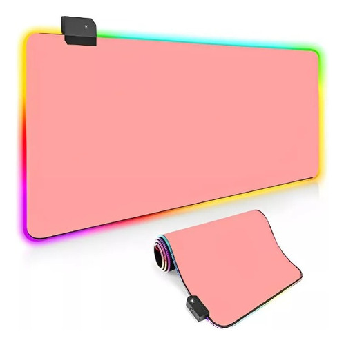 Mousepad Rosa Gamer Led Rgb 7 Cores Grande 80 X 30cm