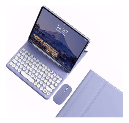 Capa Para Galaxy Tab A7 (t500/t505)teclado Redondo E Mouse