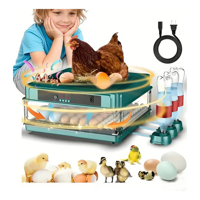 Incubadora De Aves De Gran Capacidad, Incubadora De 64 Huevos Con Pantalla Digital + Control Termostático Para Pollos, Patos, Gansos, Codornices Y Otras Aves De Corral | Envío gratis