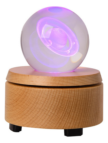 Bola De Cristal 3d Giratoria Con Luz Nocturna Bluetooth