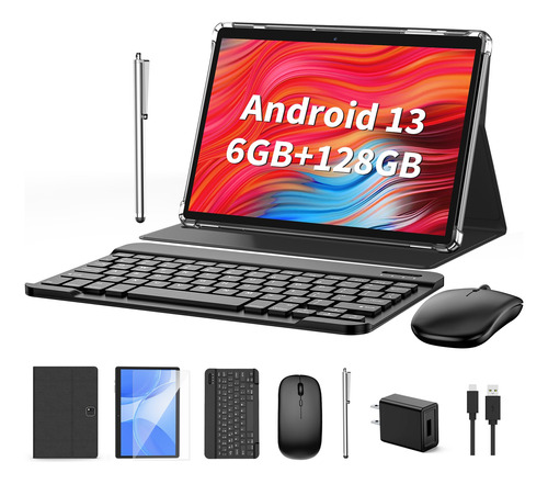 Tablet Hd Android 10'' 6g+128g Octa-core Teclado Con Funda