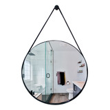 Espelho Decorativo Adnet 40cm Com Alça Suspensa Preto